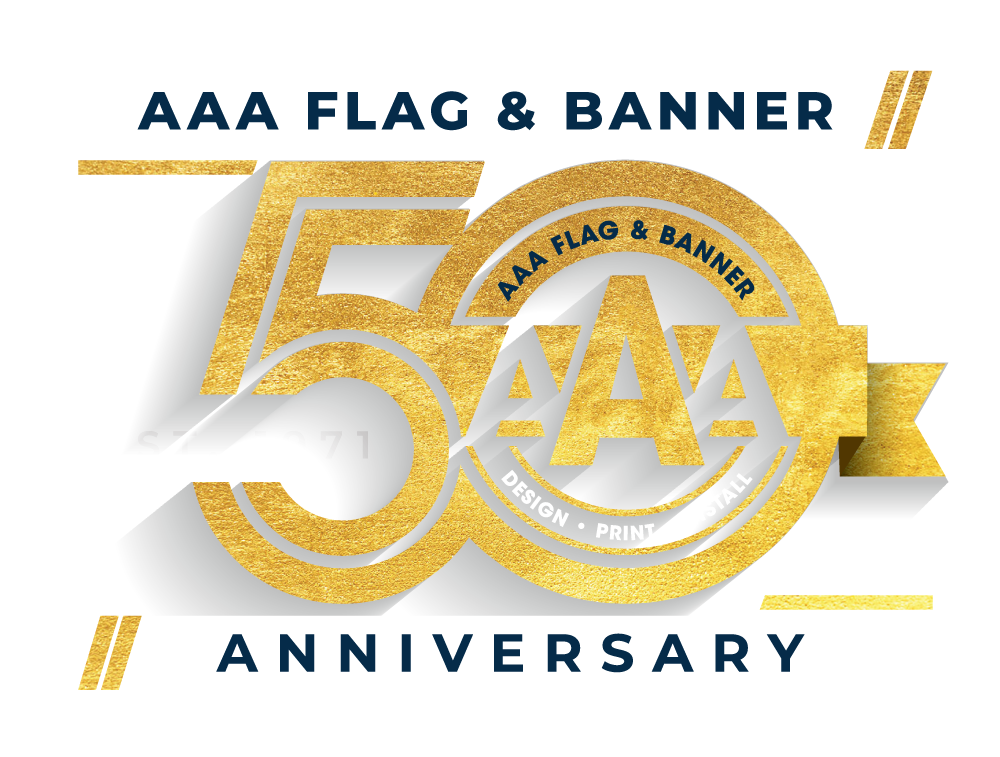 AAA Flag & Banner 50th anniversary company logo